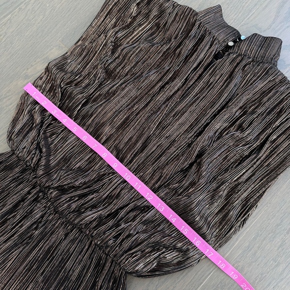 Sabina Musayev Jones Disco Pleated Jumpsuit Gold Black Metallic Lame - SMALL - Picture 8 of 10